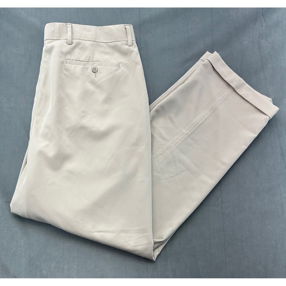 Alan Flusser Golf Mens 40x32 Parchment Beige Pleated Cuffed Dress Pants D1540P